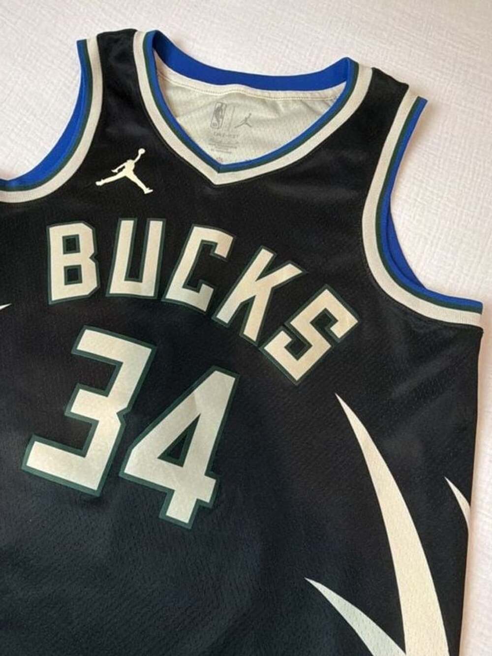 Jordan Milwaukee Bucks Giannis Antetokounmpo 34 Jersey Size 44 Black